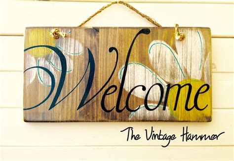 Welcome Sign Wood Sign Saying Daisies Hand Painted Signs Wood Sign