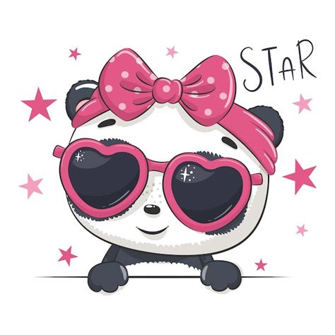 Premium Vector Animal Illustration With Cute Girl Panda With Glasses