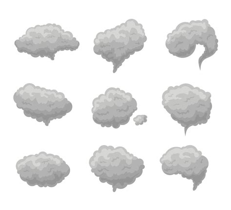 Premium Vector Cartoon Grey Smoke Fog Set Vector