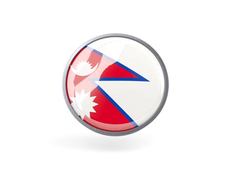 Metal Framed Round Icon Illustration Of Flag Of Nepal