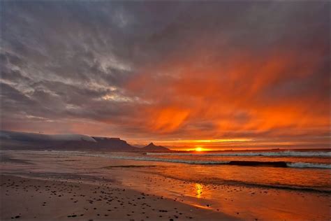 Cape Town Ocean Sunset Sunrise Sunset South Africa Travel Table