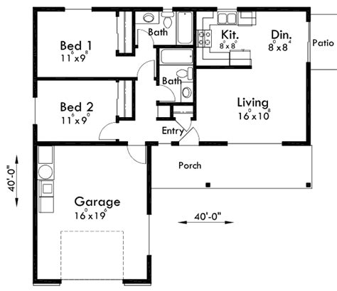 Main Floor Plan For 10140 Adu Small House Plan 2 Bedroom 2 Bathroom 1