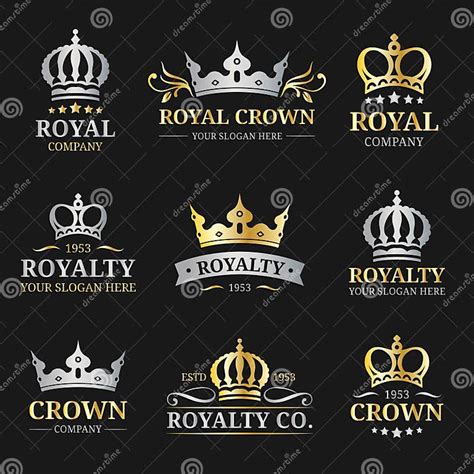 Vector Crown Logos Set Luxury Corona Monograms Design Diadem Icons