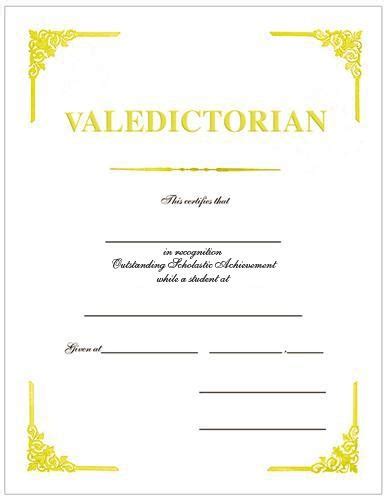 Valedictorian Certificate
