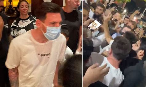 Lionel Messi Mobbed By Fans Outside Restaurant In Miami Florida As