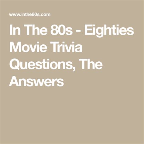 In The S Eighties Movie Trivia Questions The Answers Movie Quiz