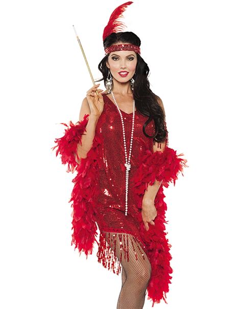 Red Sequined Swinging Flapper Dress 20s The Great Gatsby Halloween