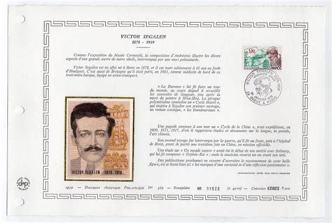 CÉlÉbritÉ Victor Segalen 1979 Fdc Document Soie Dap N°369 B6dap11 Eur