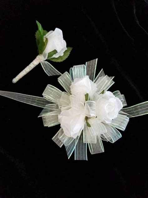 Ivory Wrist Corsage Comes With Matching Boutonniere Ready To Etsy