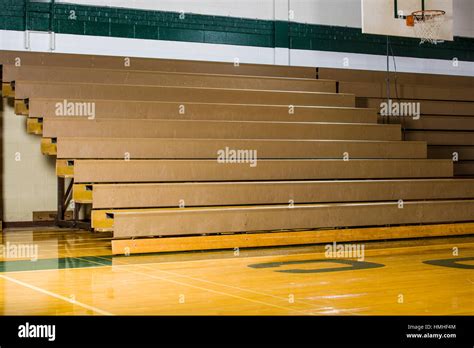 Empty Bleachers In A School Gymnasium Stock Photo Alamy