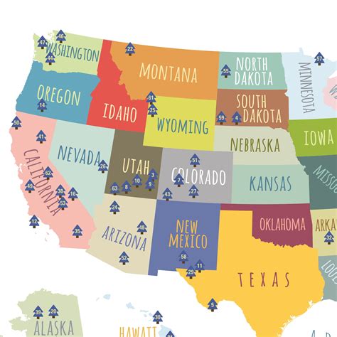 63 National Parks Map Usa Printable Adventure Awaits Us Etsy