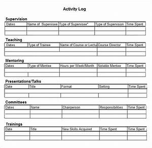 Activity Log Template 12 Free Word Excel Pdf