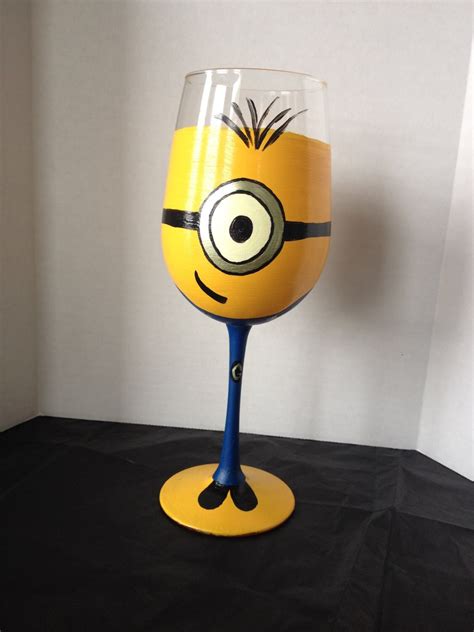 Minion Wine Glass By Craftycreationsbycg On Etsy