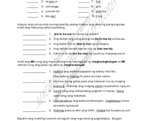 Filipino Worksheets For Grade 2 Klaster A Worksheet Blog 45 Klaster O