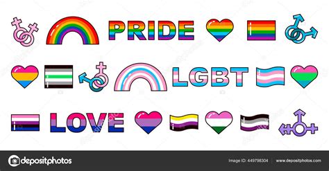 Lgbt Pride Symbols Icons Flags Sexual Orientation Concept Tolerance