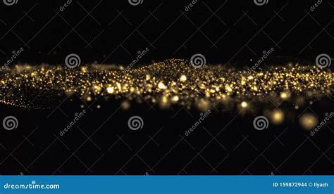 Golden Glitter Wave Flow Shining Particles And Glowing Sparkles Bokeh
