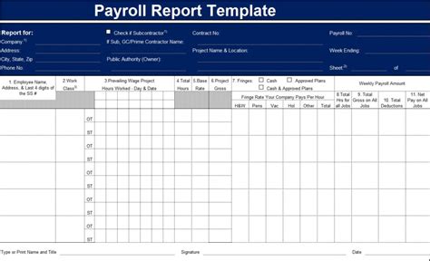 Monthly Payroll Report Templates Free Report Templates