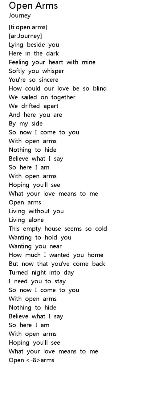 Open Arms Lyrics Follow Lyrics