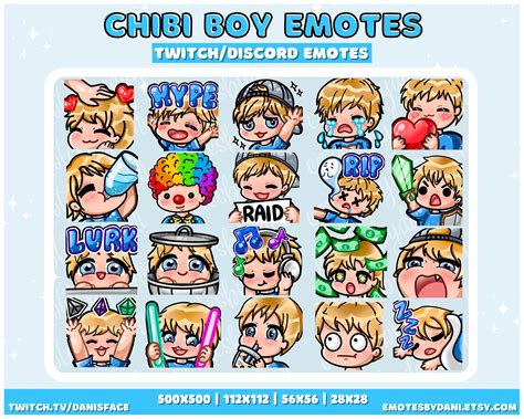 20 Pack Chibi Boy Emotes Twitch Emotes Blonde Hair And Etsy