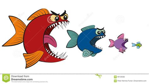 Big Fish Eating Small Fish Comic Photo About Bigger Company Animal