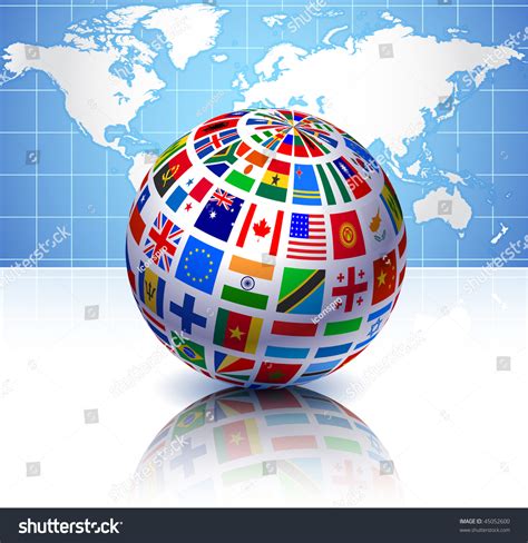 Flags Globe With World Map Original Vector Illustration Eps10