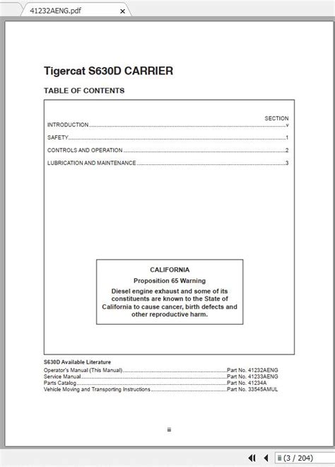 Tigercat S630D Carrier Operator S Manual 41232AENG Auto Repair Manual