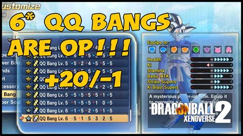 Below is a list of all the current equipment sets and accessories currently in the game, along with their stats. 6 Star QQ Bangs are OP | Dragon Ball Xenoverse 2 | DLC 11 ...