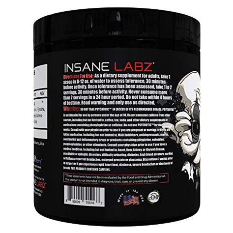 Insane Labz Psychotic Black Edition Mid Stimulant Pre Workout Powder Energy Focus Pumps Loaded