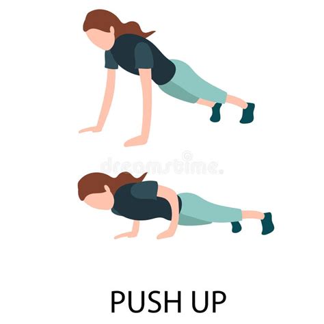 Young Woman Doing Push Ups Flat Design Stock Vector Illustration Of Health Young 140181574