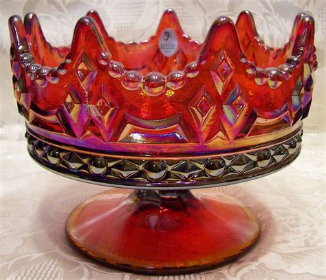 Christmas 2010 Fenton Red Carnival Glass Luxemberg Crown Bowl Carnival Glass Carnival