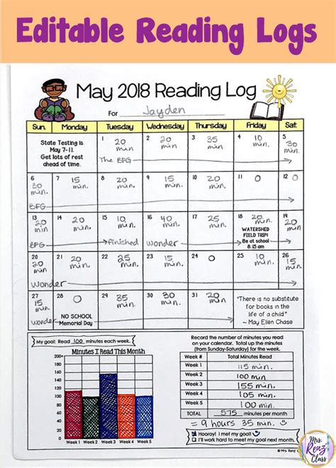 Reading Logs Editable Monthly Reading Calendars With Free Lifetime