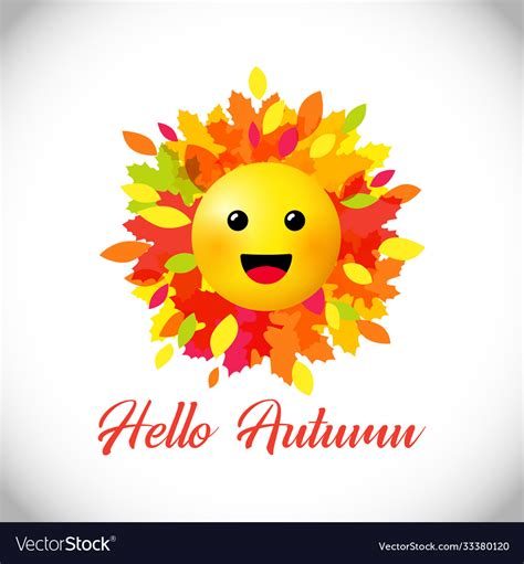 Hello Autumn Smiley Face Royalty Free Vector Image