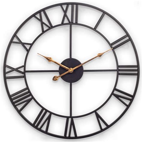 Large Wall Clock European Industrial Vintage Clock With Roman Numerals