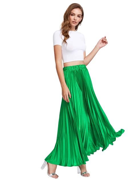 Elastic Waist Pleated Skirt Sheinsheinside
