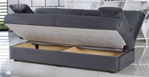 An easy open sofa bed with storage built inside. Regata Rainbow Dark Gray Convertible Sofa Bed with Storage ...