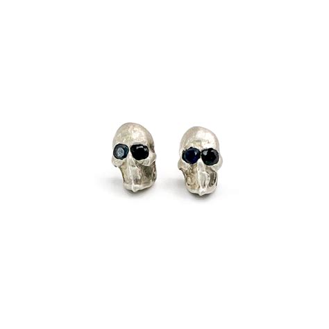 Silver And 14kt Skull Stud Earring