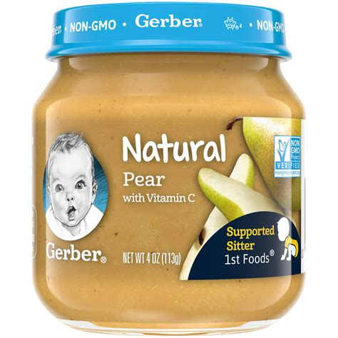 Gerber 1st Foods Natural Pear Baby Food 4 Oz Jars 10 Count Walmart