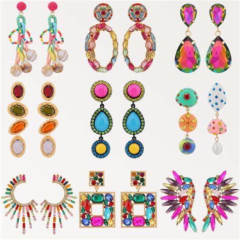 Summer Beach Beads Crystal Geometric Dangle Earrings For Women Boho