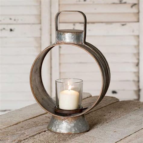 Rustic Open Lantern Galvanized Farmhouse Decor Candle Holder Etsy Lantern Candle Holders
