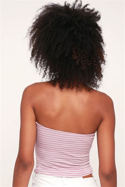 Cute Tube Top Striped Tube Top Lavender And White Tube Top