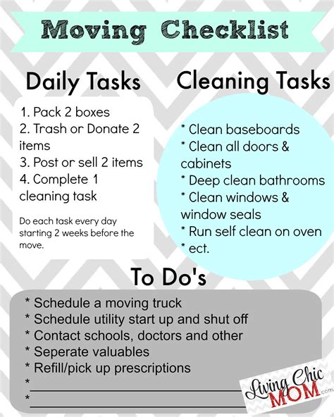 How To Make Moving Less Stressful Printable Moving Checklist