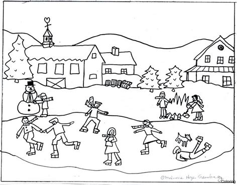 Winter Village Coloring Pages At Free