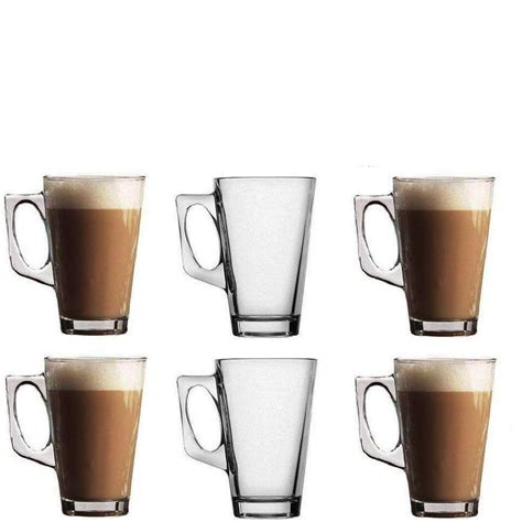 6x Latte Glasses 240ml For Tea Cappuccino Glass Tassimo Costa Coffee Cups Mugs Ebay
