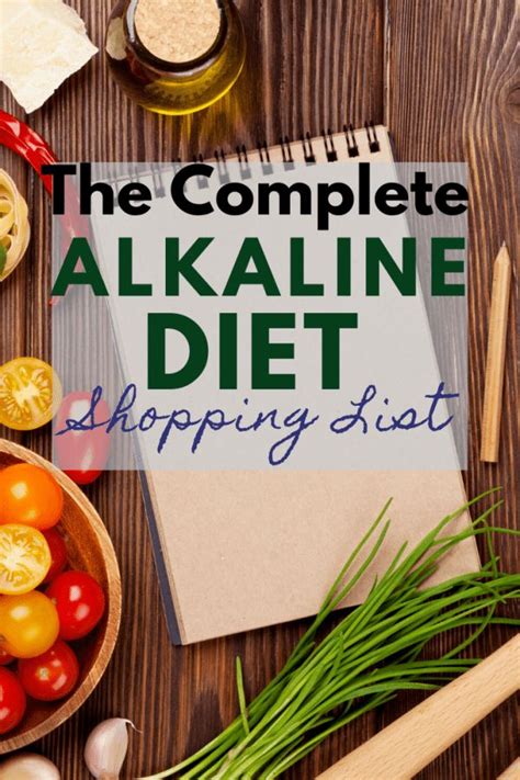 The Complete Alkaline Diet Shopping List Is Displayed On A Table With