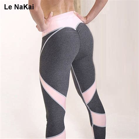 Hot Sale Push Up Heart Booty Sexy Yoga Leggings For Women Fitness Pink Panel Yoga Pants Contrast