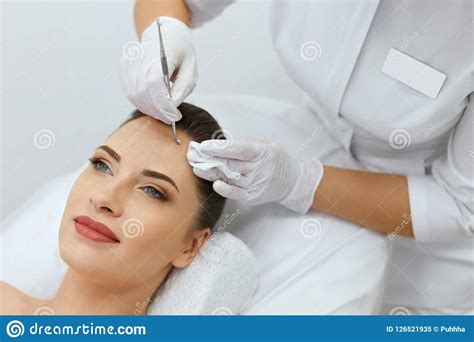 Beauty Woman On Mechanical Facial Cleansing At Cosmetology Stock Image