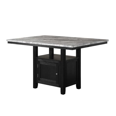 Classic Faux Marble Counter Height Dining Table Wstorage In Rustic