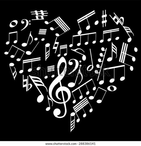 Group Musical Notes On Black Background Stock Vector Royalty Free