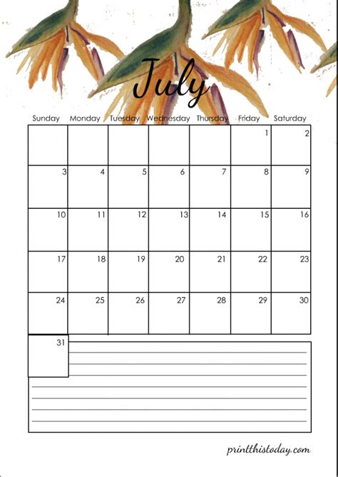 Free Printable 2022 Floral Calendar