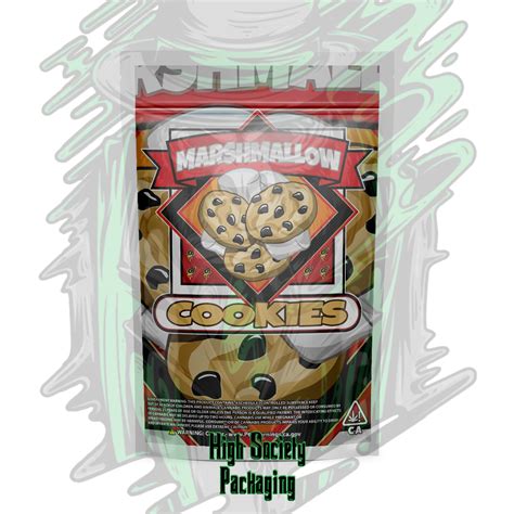 Marshmallow Cookies Mylar Bag Sticker High Society Packaging